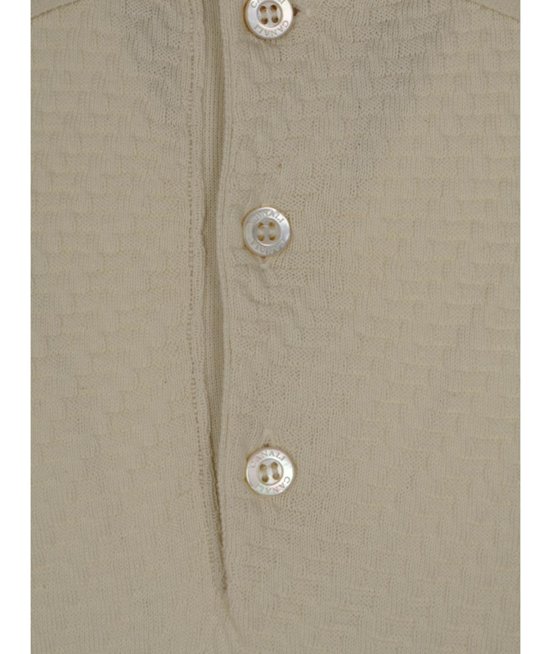 CANALI Бежевое хлопковое поло с коротким рукавом, фото 3