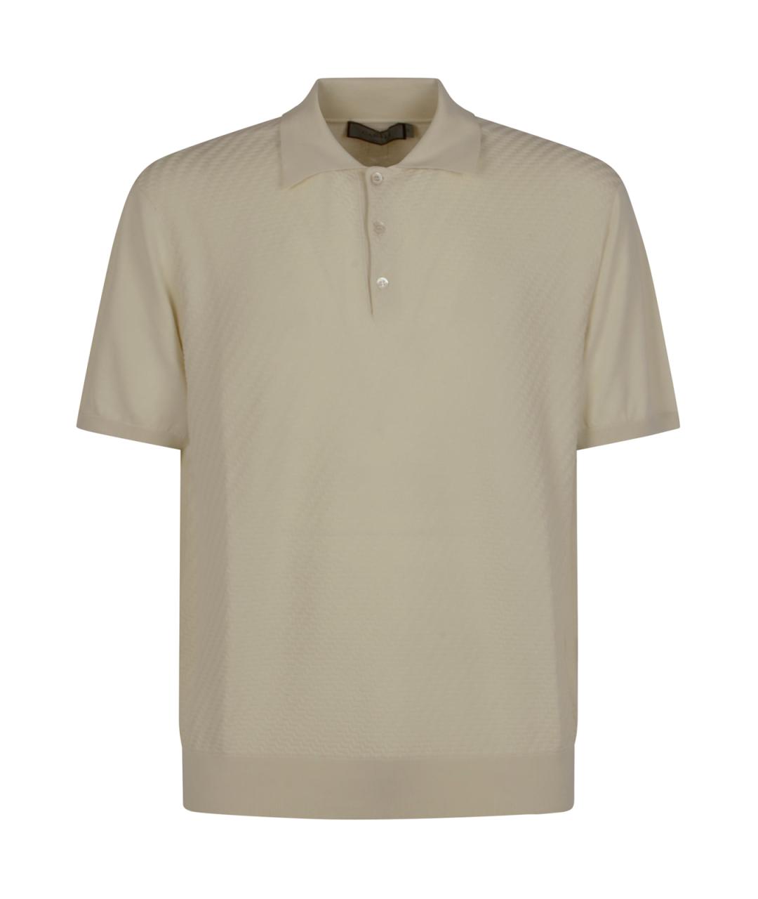 CANALI Бежевое хлопковое поло с коротким рукавом, фото 1