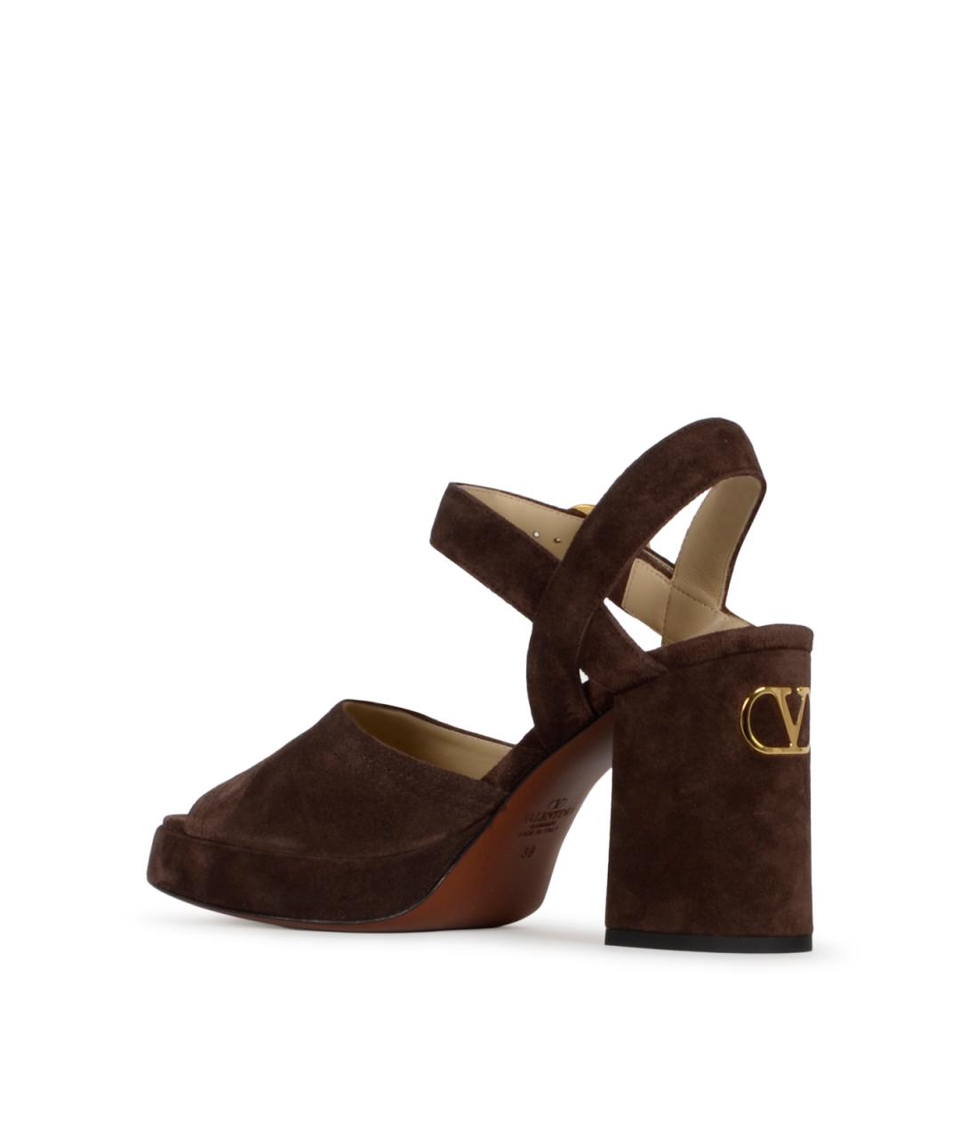 VALENTINO Коричневые замшевые босоножки, фото 3