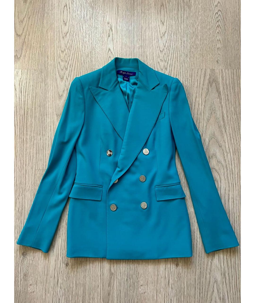 RALPH LAUREN Бирюзовый шерстяной жакет/пиджак, фото 8