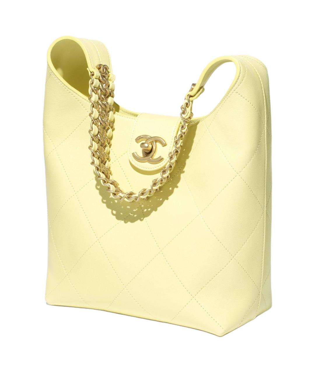 CHANEL Желтая кожаная сумка через плечо, фото 2