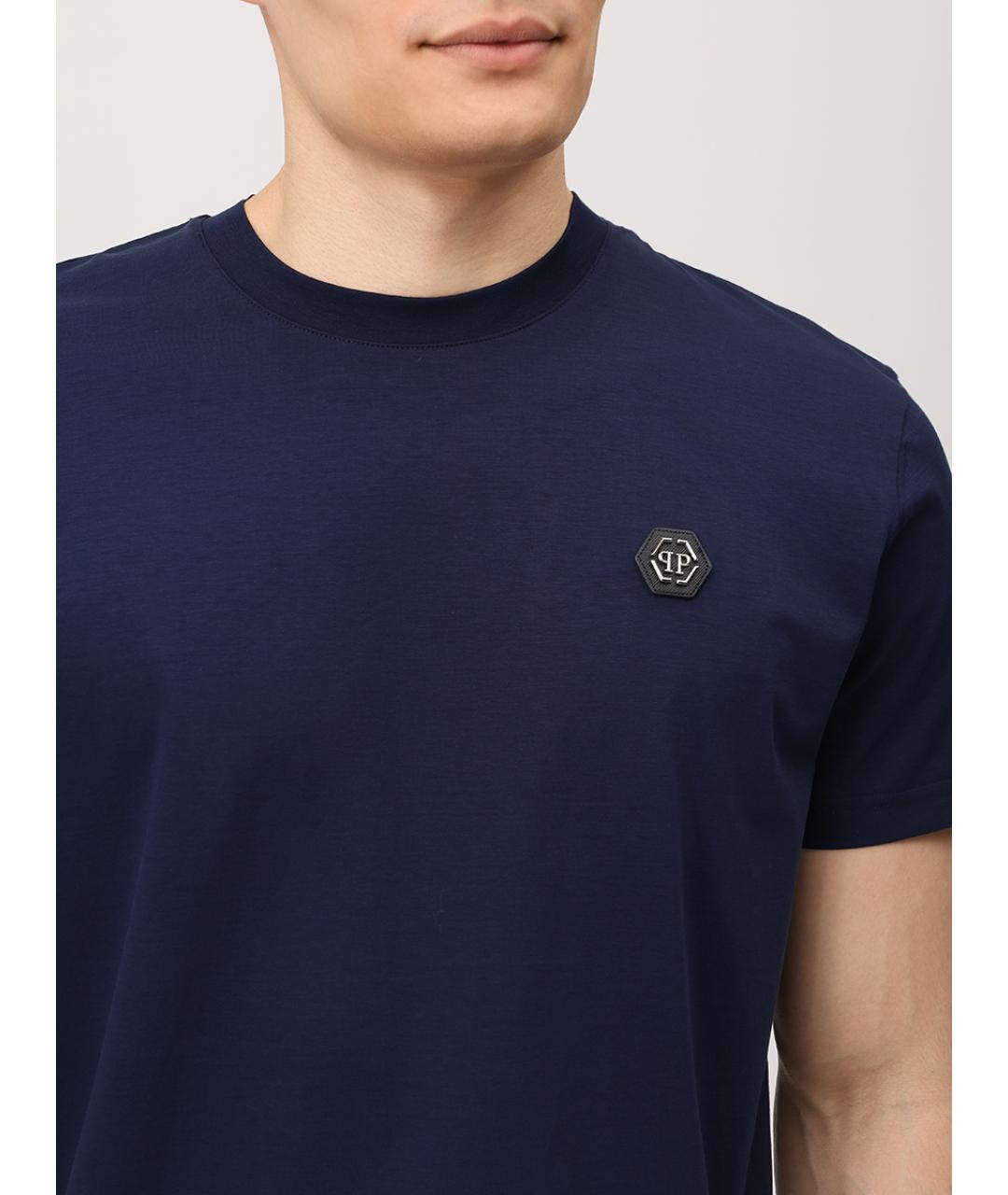 PHILIPP PLEIN Синее хлопковое поло с длинным рукавом, фото 5