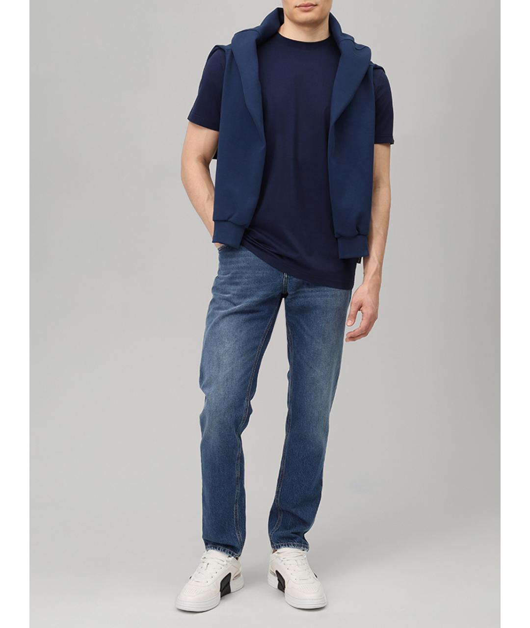 PHILIPP PLEIN Синее хлопковое поло с длинным рукавом, фото 2