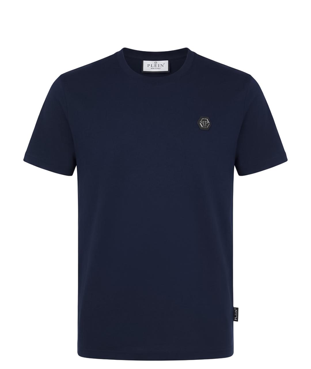 PHILIPP PLEIN Синее хлопковое поло с длинным рукавом, фото 1