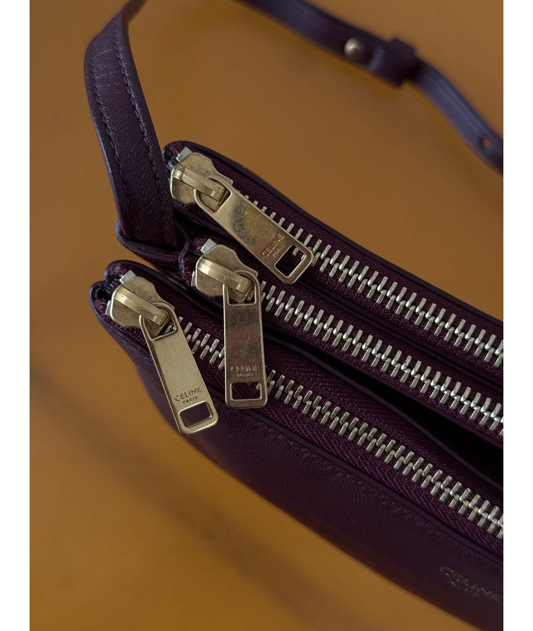 CELINE Бордовая кожаная сумка через плечо, фото 2