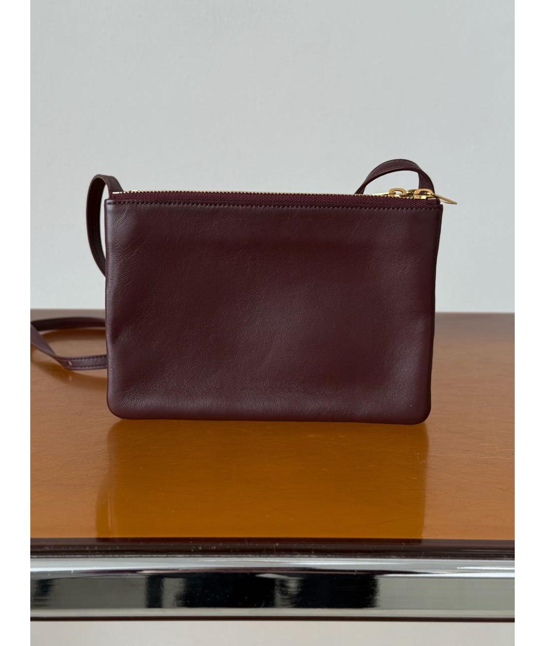 CELINE Бордовая кожаная сумка через плечо, фото 5