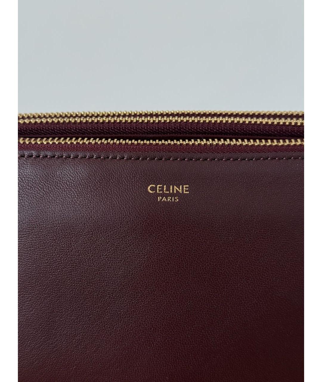 CELINE Бордовая кожаная сумка через плечо, фото 3