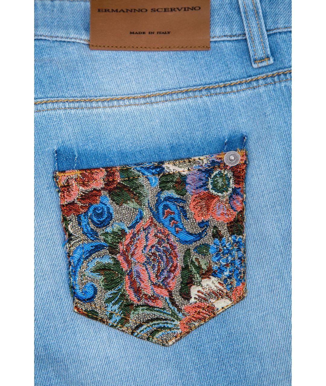 ERMANNO SCERVINO Голубые хлопко-эластановые прямые джинсы, фото 2