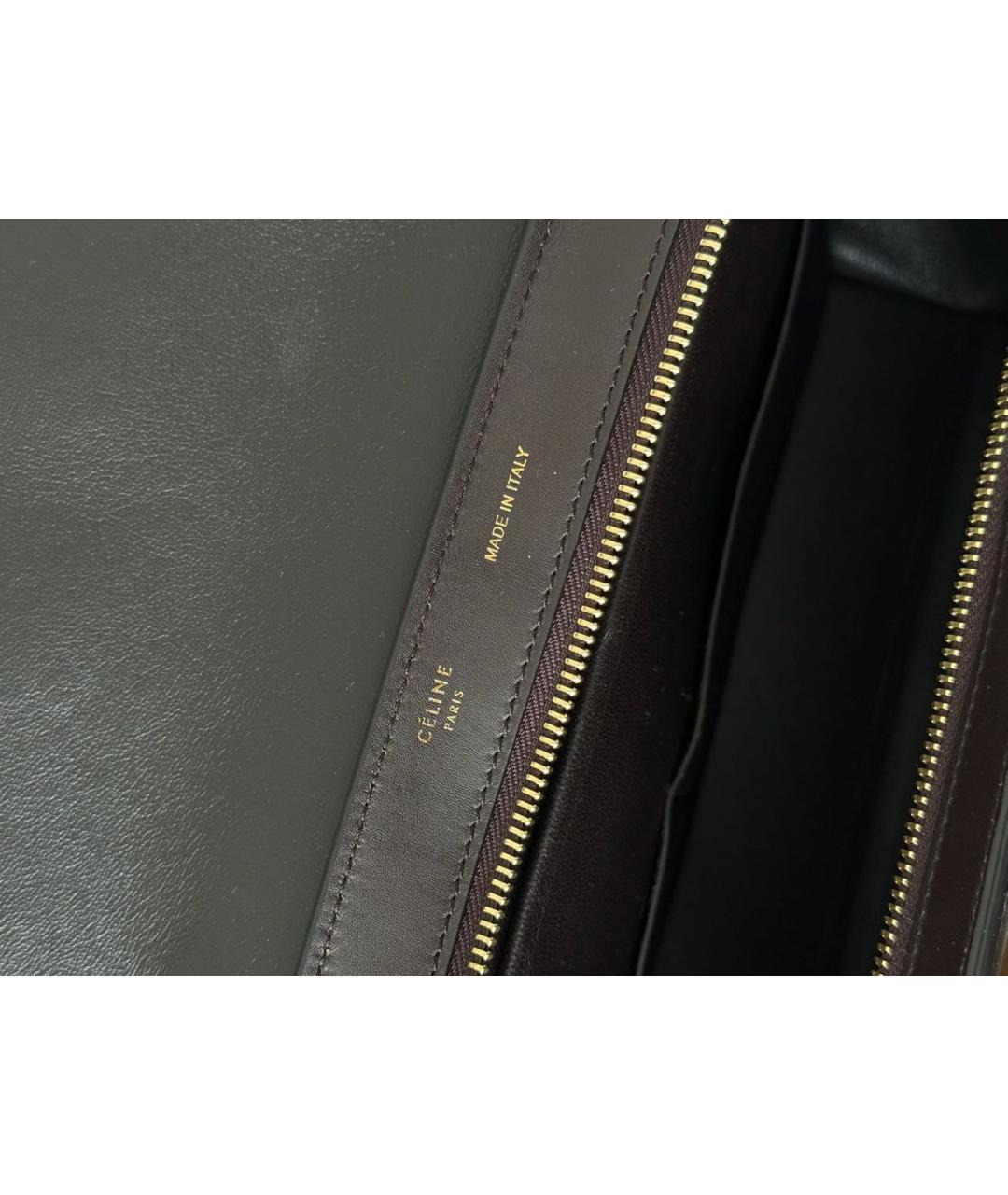 CELINE Бордовая кожаная сумка с короткими ручками, фото 8