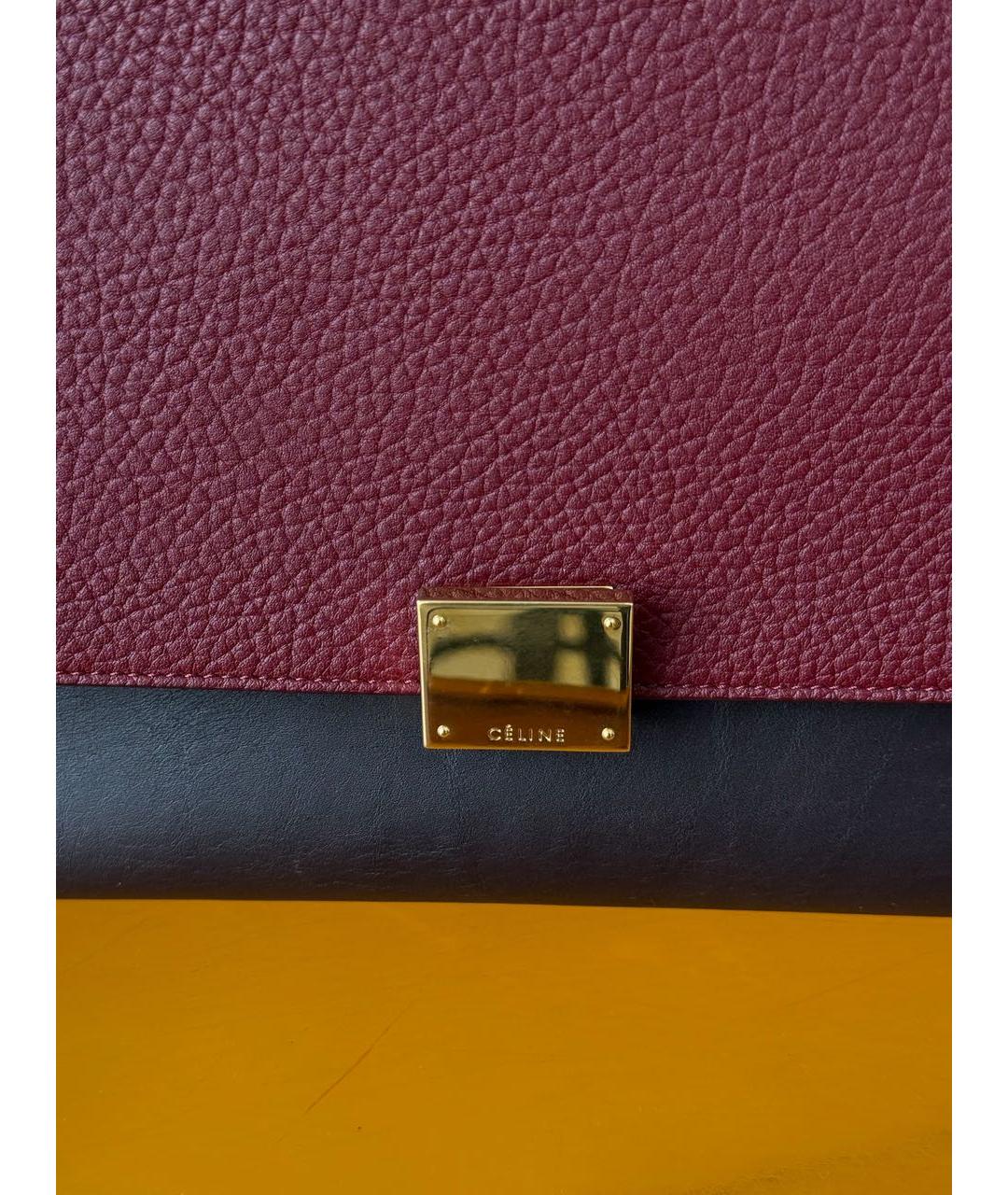 CELINE Бордовая кожаная сумка с короткими ручками, фото 2