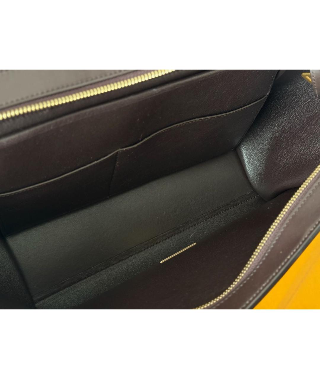 CELINE Бордовая кожаная сумка с короткими ручками, фото 7