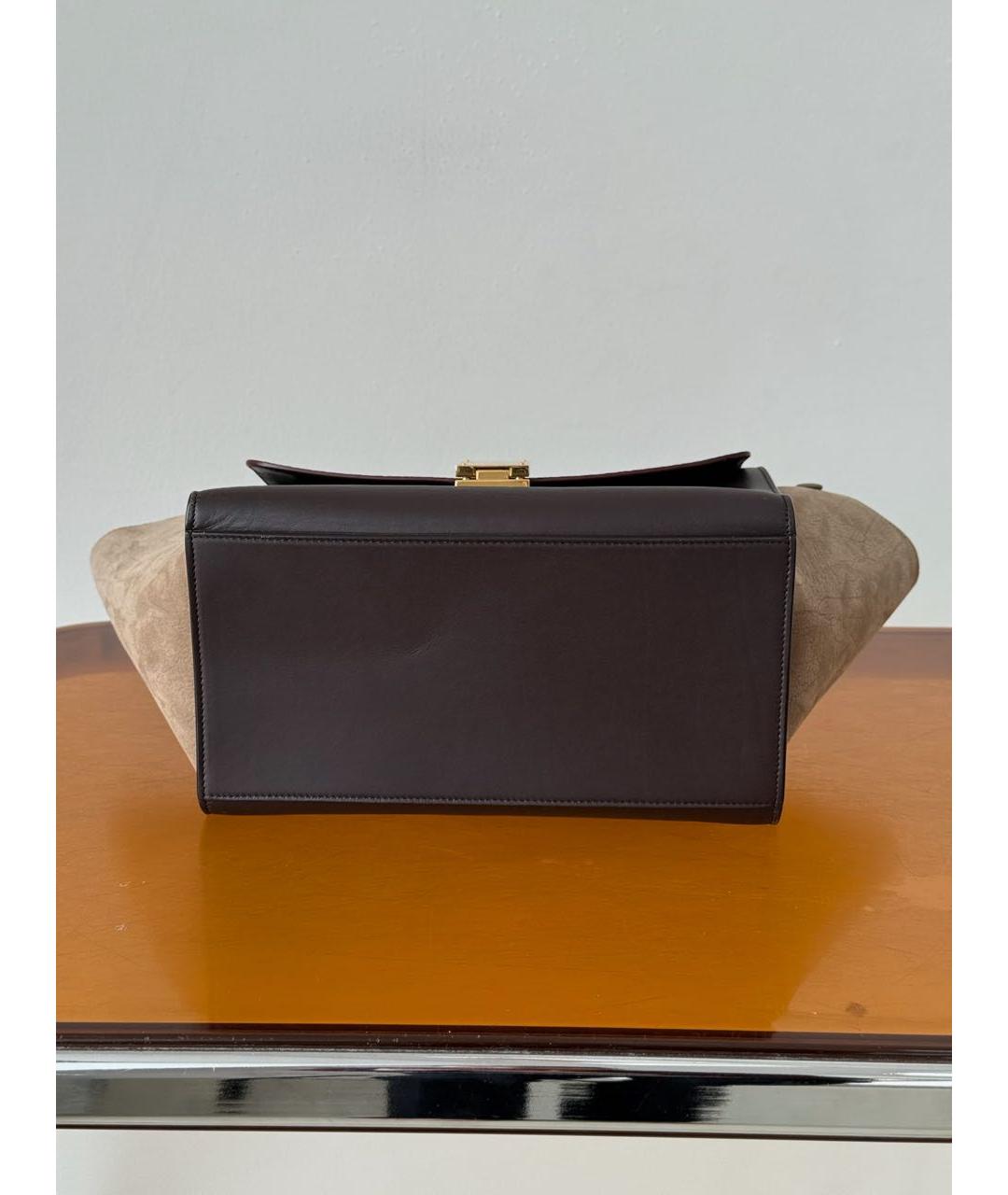 CELINE Бордовая кожаная сумка с короткими ручками, фото 6