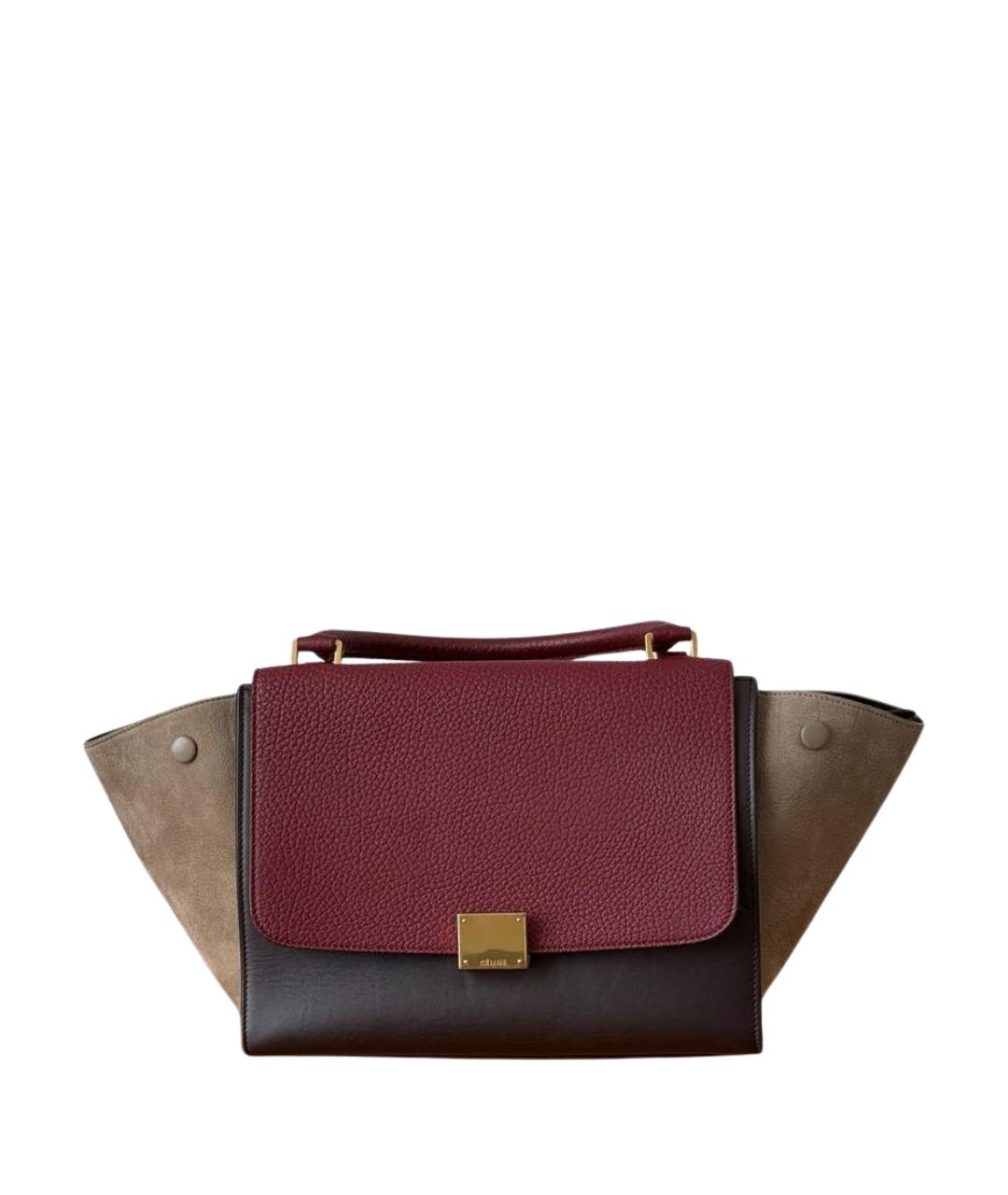 CELINE Бордовая кожаная сумка с короткими ручками, фото 1