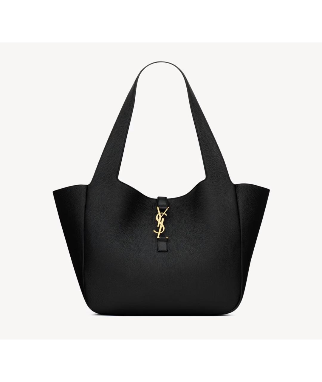 SAINT LAURENT Черная кожаная сумка тоут, фото 5