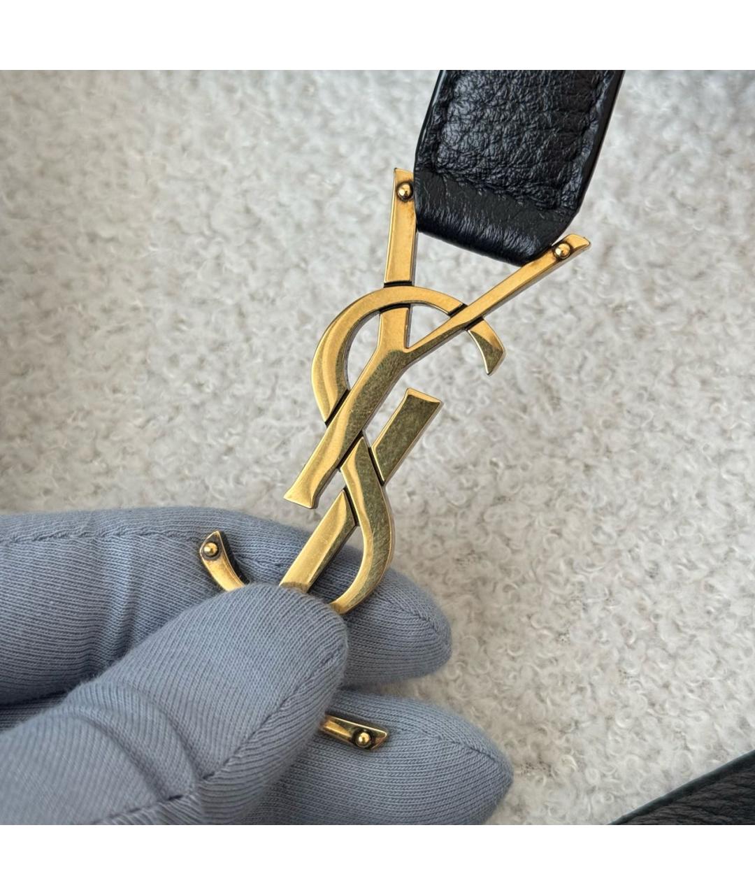 SAINT LAURENT Черная кожаная сумка тоут, фото 4