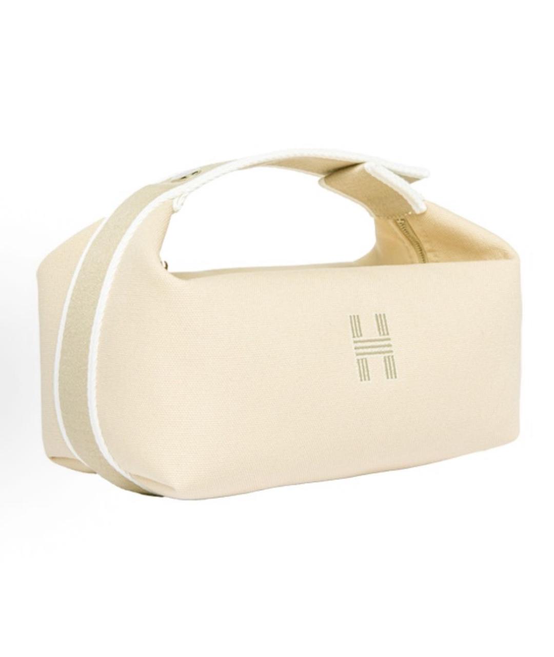 HERMES Бежевая кожаная косметичка, фото 2