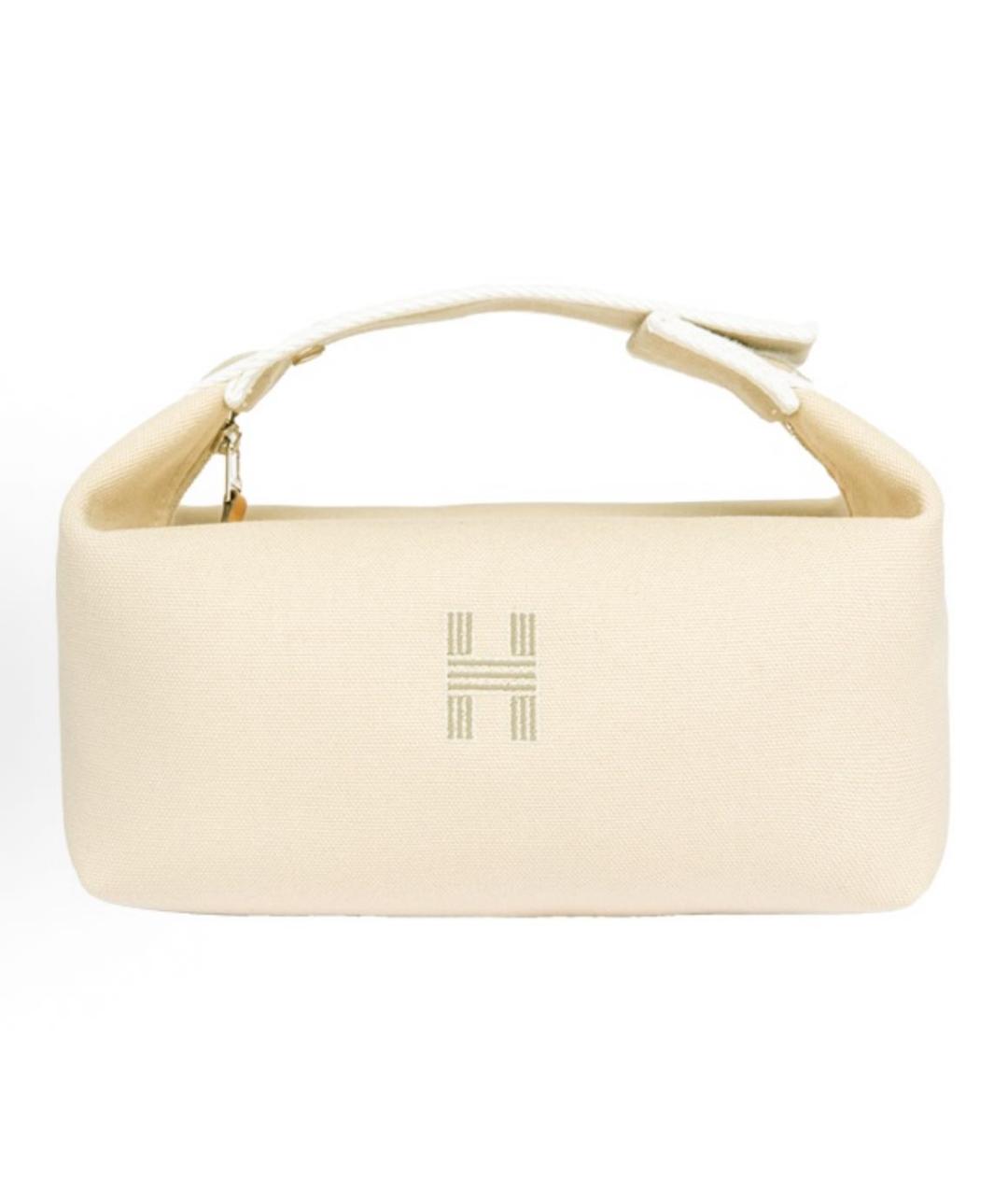 HERMES Бежевая кожаная косметичка, фото 5