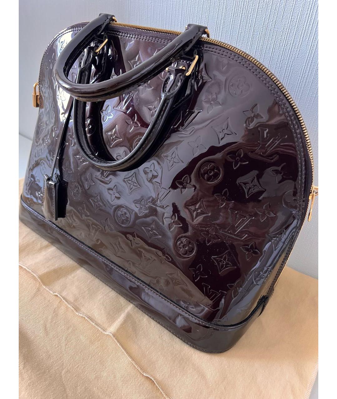 LOUIS VUITTON Бордовая сумка с короткими ручками из лакированной кожи, фото 2