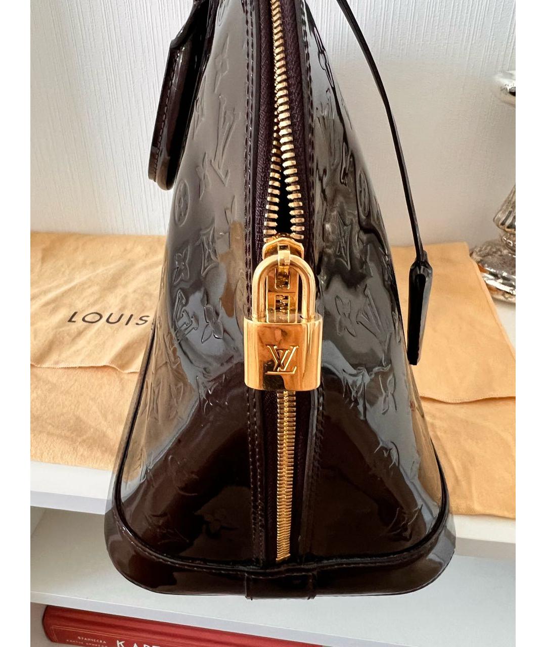 LOUIS VUITTON Бордовая сумка с короткими ручками из лакированной кожи, фото 4