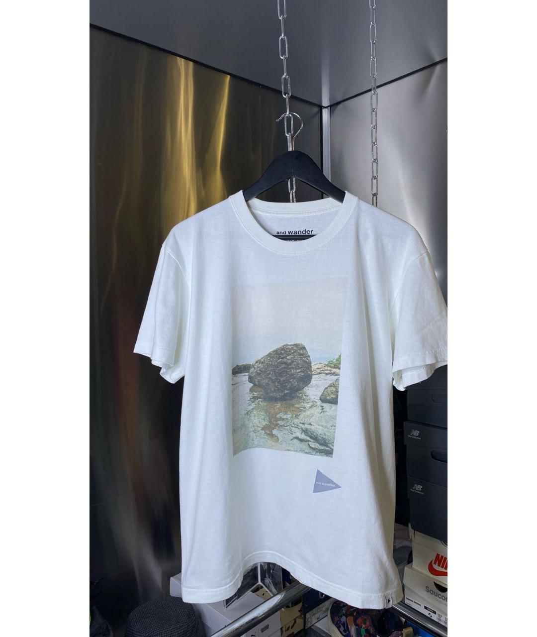 AND WANDER Белая хлопковая футболка, фото 8