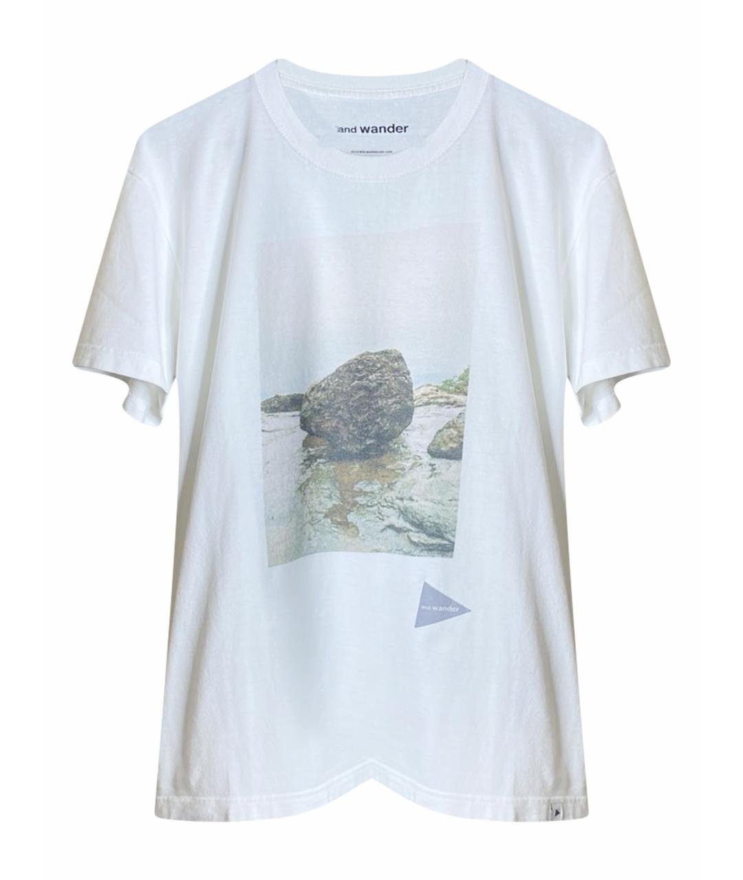 AND WANDER Белая хлопковая футболка, фото 1