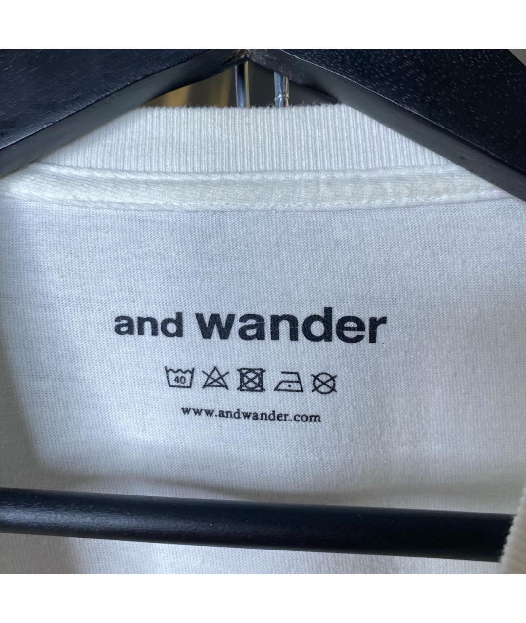 AND WANDER Белая хлопковая футболка, фото 5