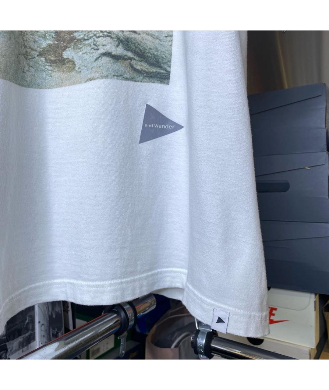 AND WANDER Белая хлопковая футболка, фото 4