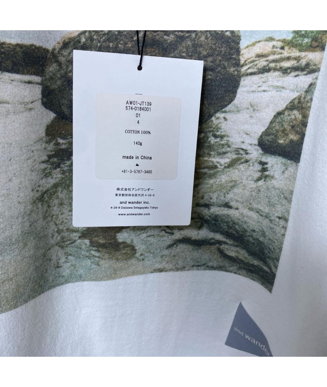 AND WANDER Белая хлопковая футболка, фото 6