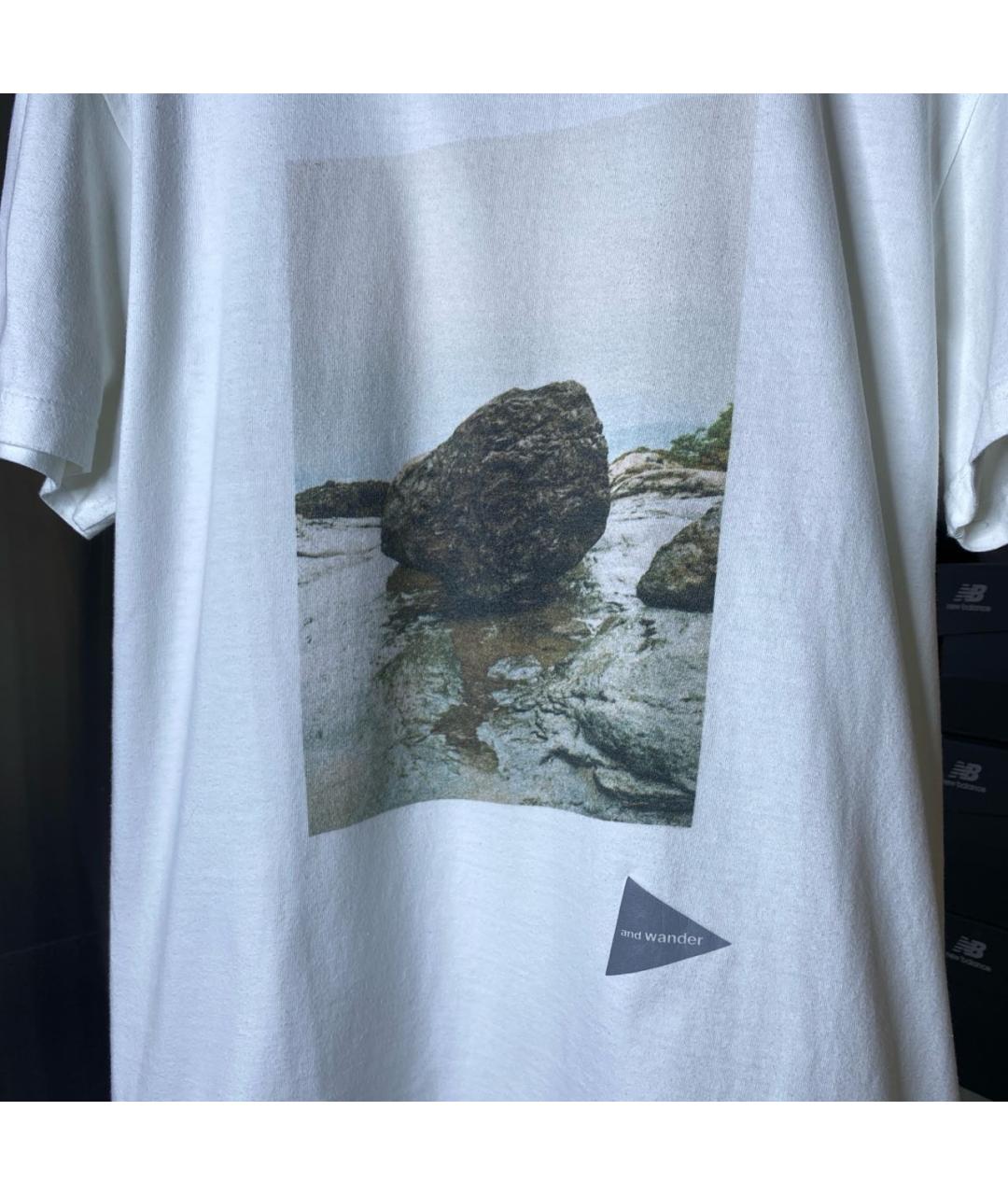 AND WANDER Белая хлопковая футболка, фото 2