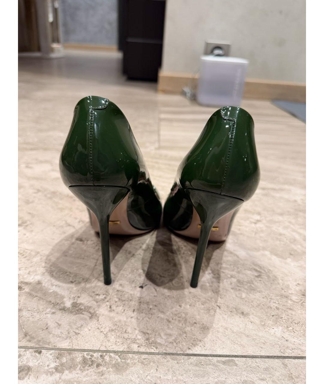 GUCCI Зеленые туфли из лакированной кожи, фото 4