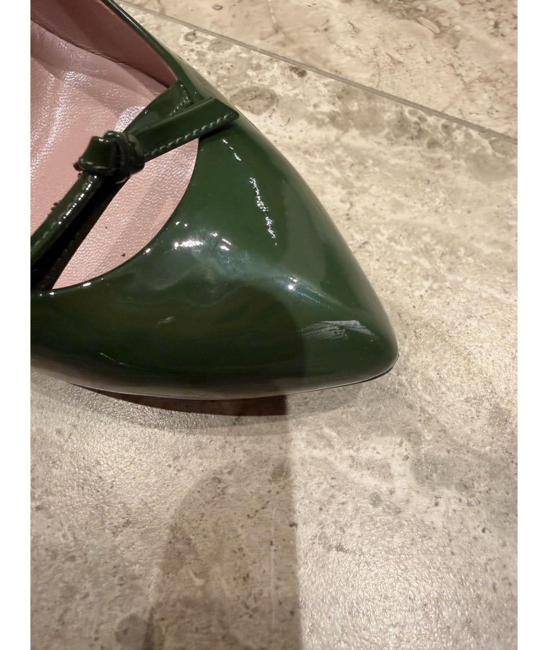 GUCCI Зеленые туфли из лакированной кожи, фото 5