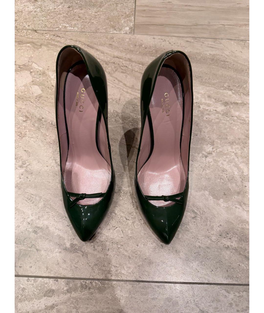 GUCCI Зеленые туфли из лакированной кожи, фото 3