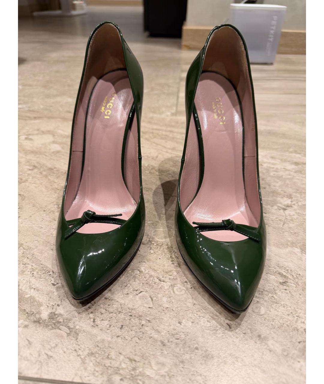 GUCCI Зеленые туфли из лакированной кожи, фото 2