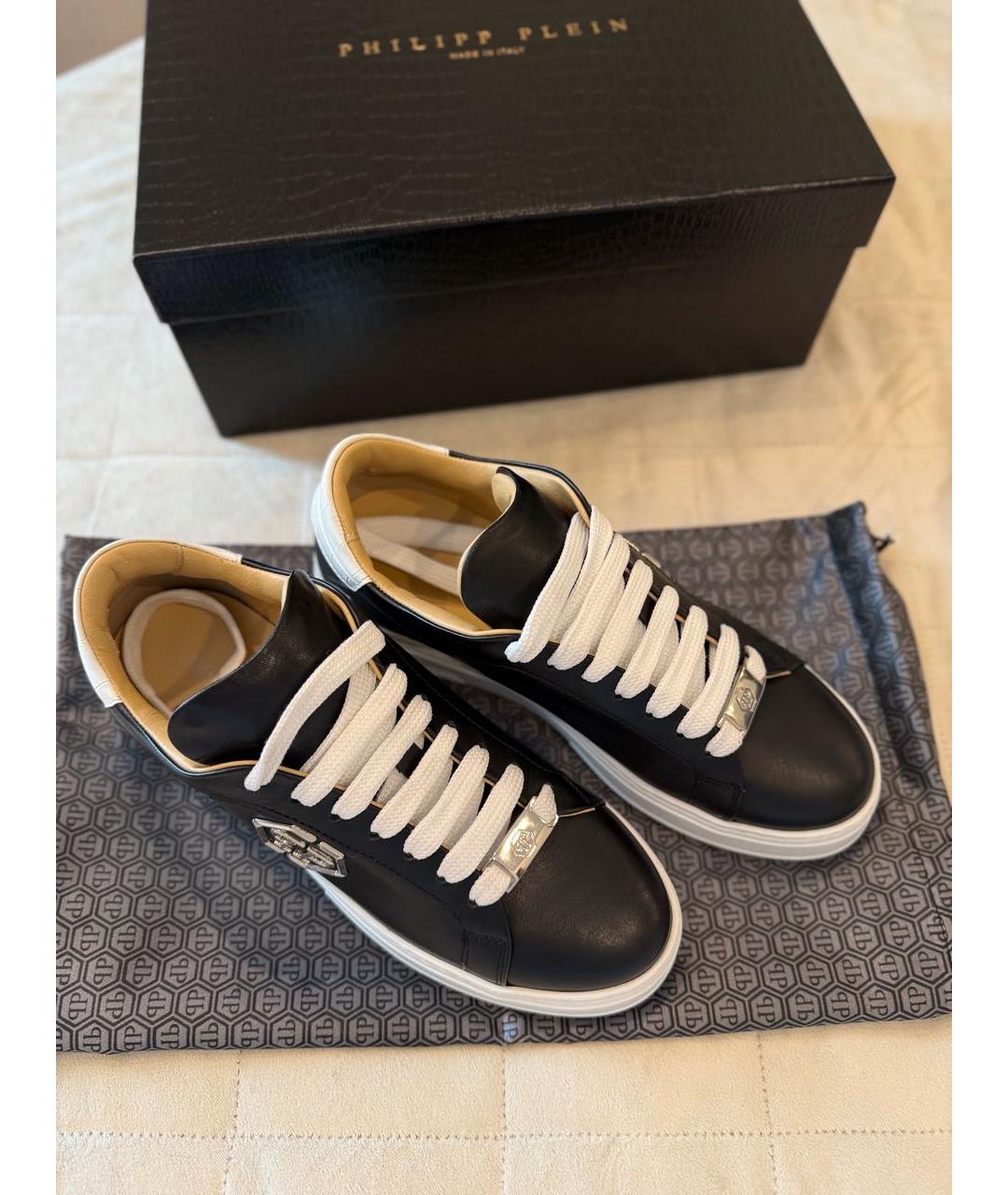 PHILIPP PLEIN Черные кожаные кеды, фото 5