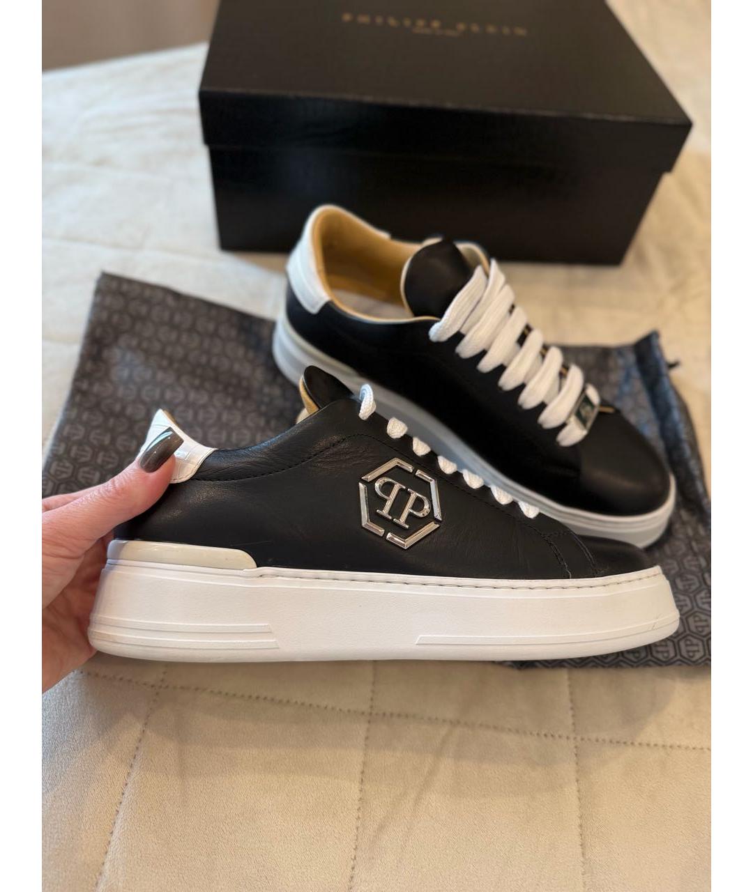 PHILIPP PLEIN Черные кожаные кеды, фото 7