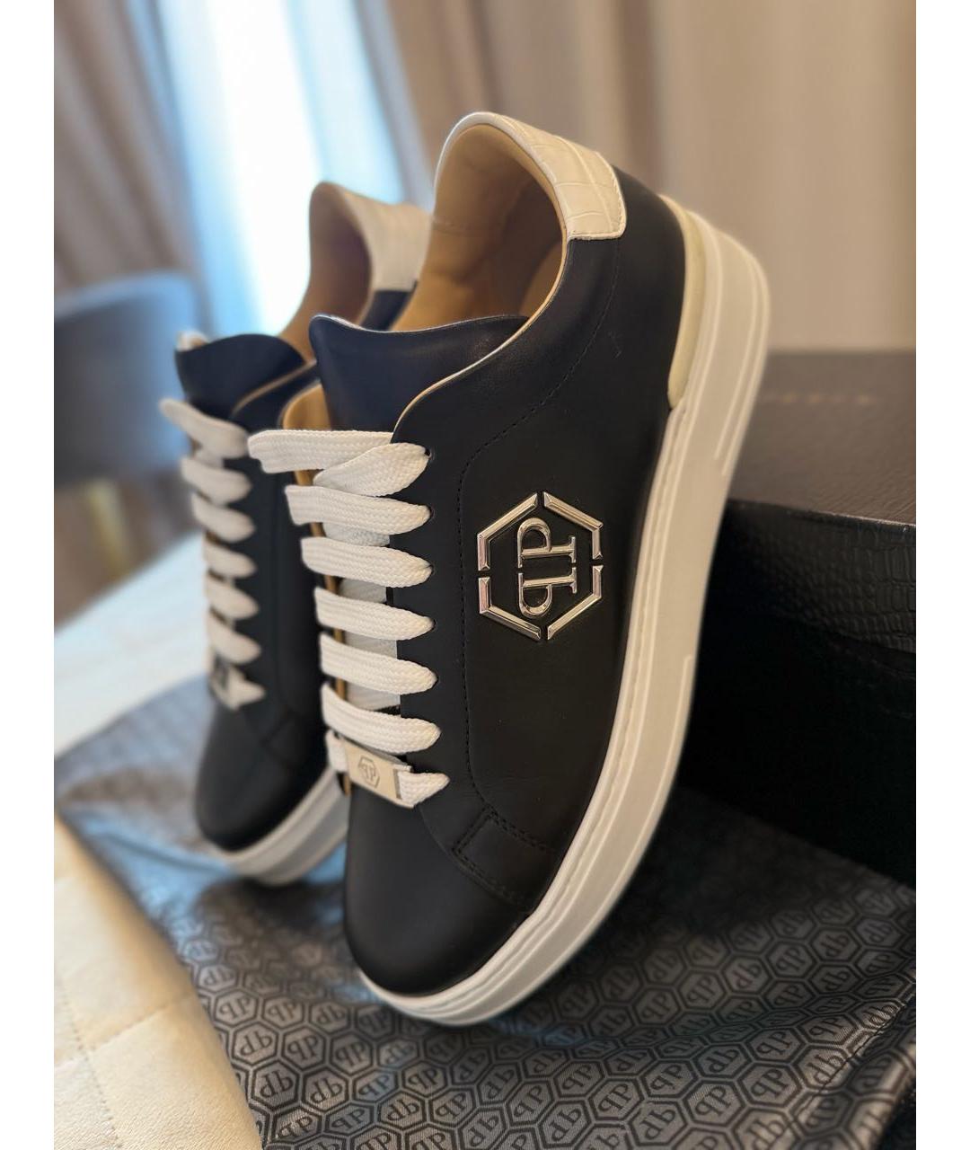 PHILIPP PLEIN Черные кожаные кеды, фото 8