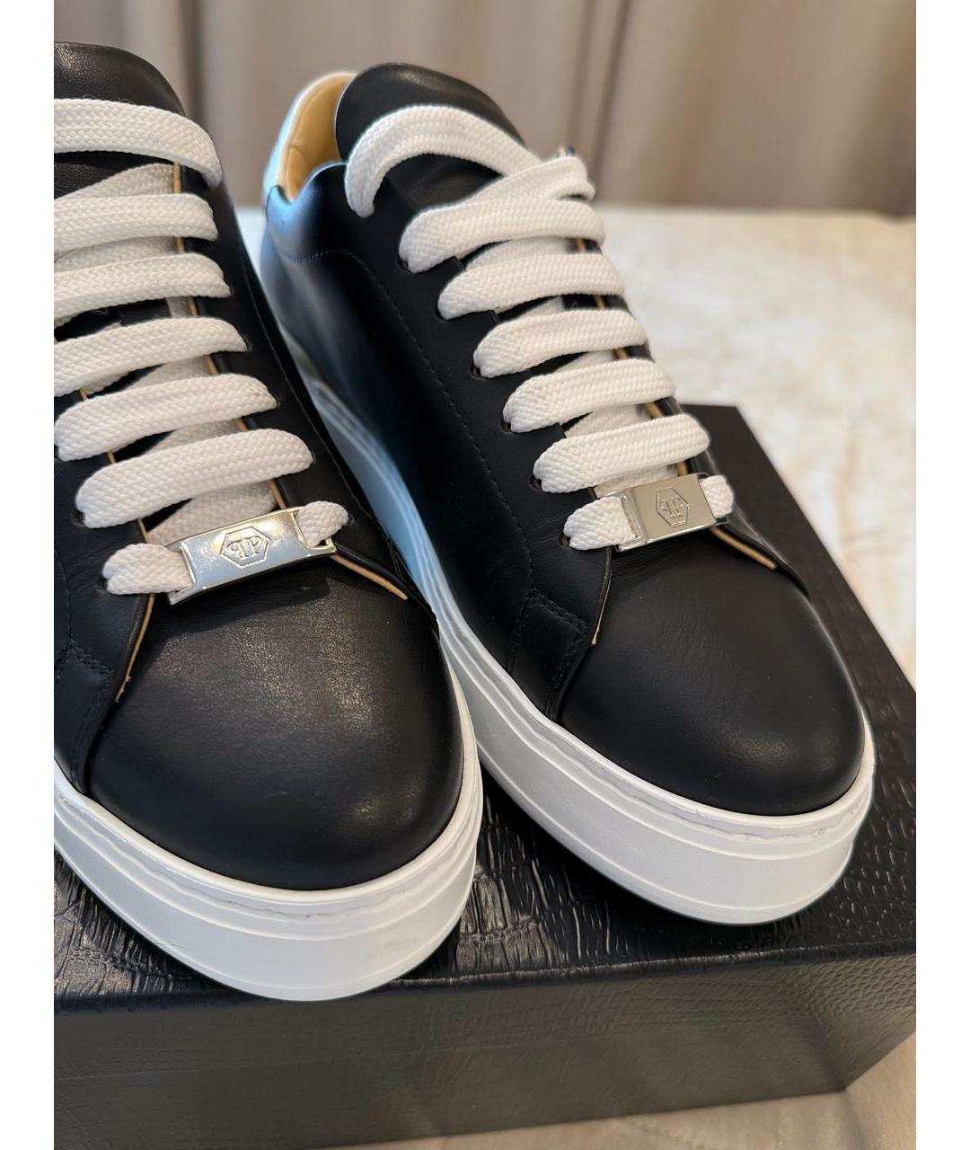 PHILIPP PLEIN Черные кожаные кеды, фото 3