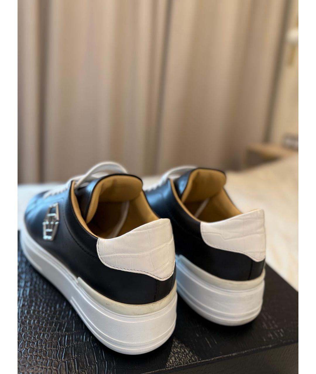 PHILIPP PLEIN Черные кожаные кеды, фото 4