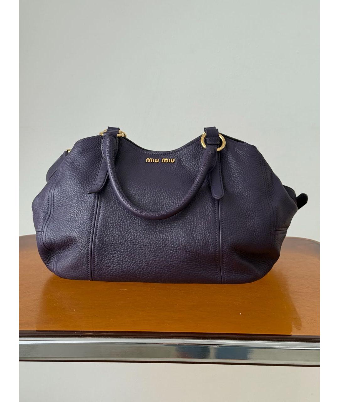 MIU MIU Фиолетовая кожаная сумка тоут, фото 9