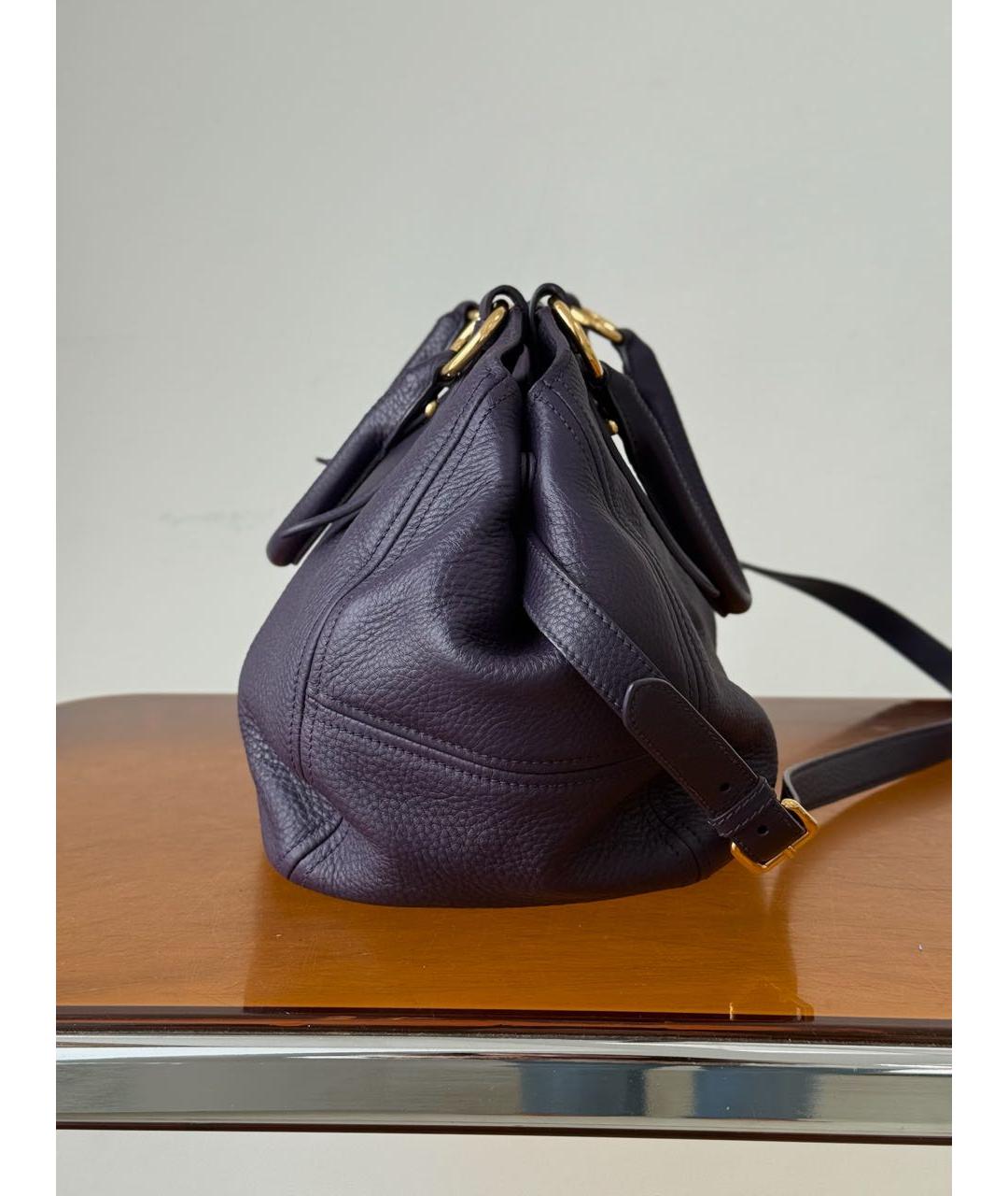 MIU MIU Фиолетовая кожаная сумка тоут, фото 4