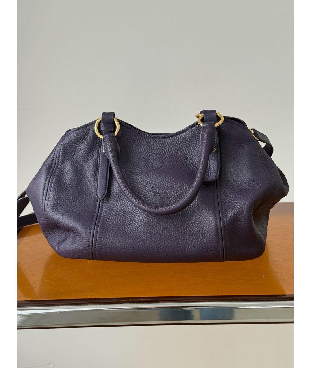 MIU MIU Фиолетовая кожаная сумка тоут, фото 2