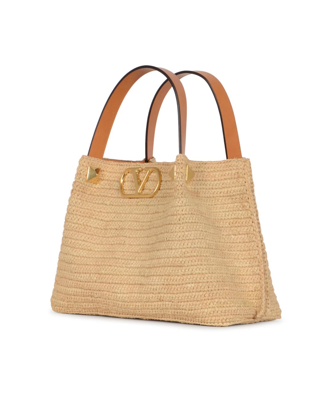 VALENTINO Бежевая пелетеная сумка тоут, фото 2
