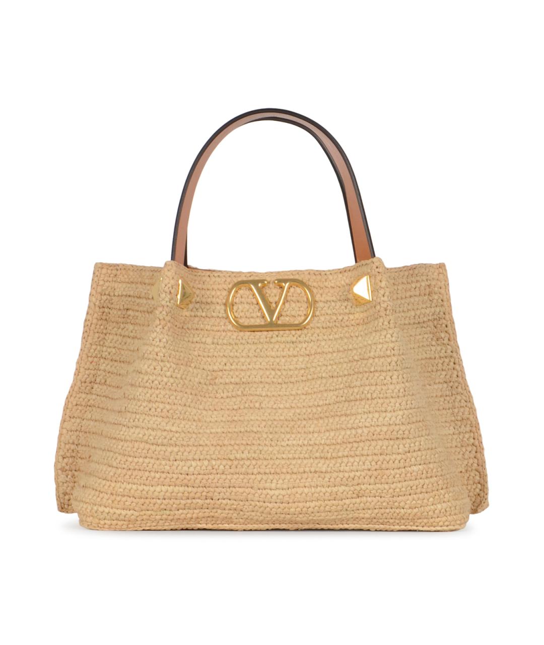 VALENTINO Бежевая пелетеная сумка тоут, фото 1