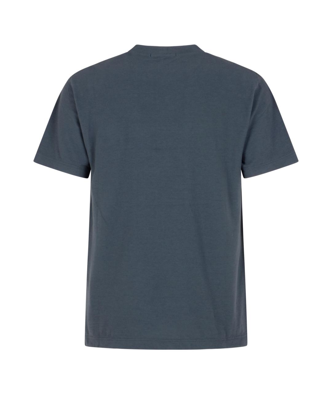 STONE ISLAND Темно-синяя хлопковая футболка, фото 2