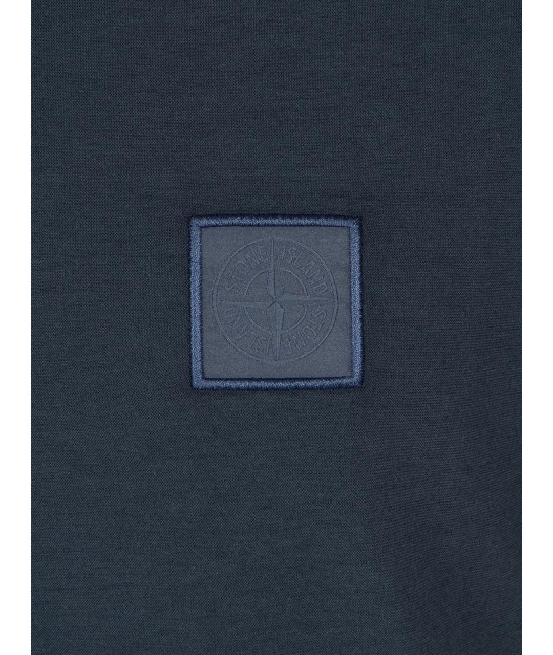 STONE ISLAND Темно-синяя хлопковая футболка, фото 3