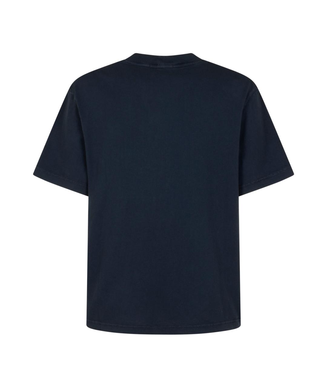STONE ISLAND Темно-синяя хлопковая футболка, фото 2