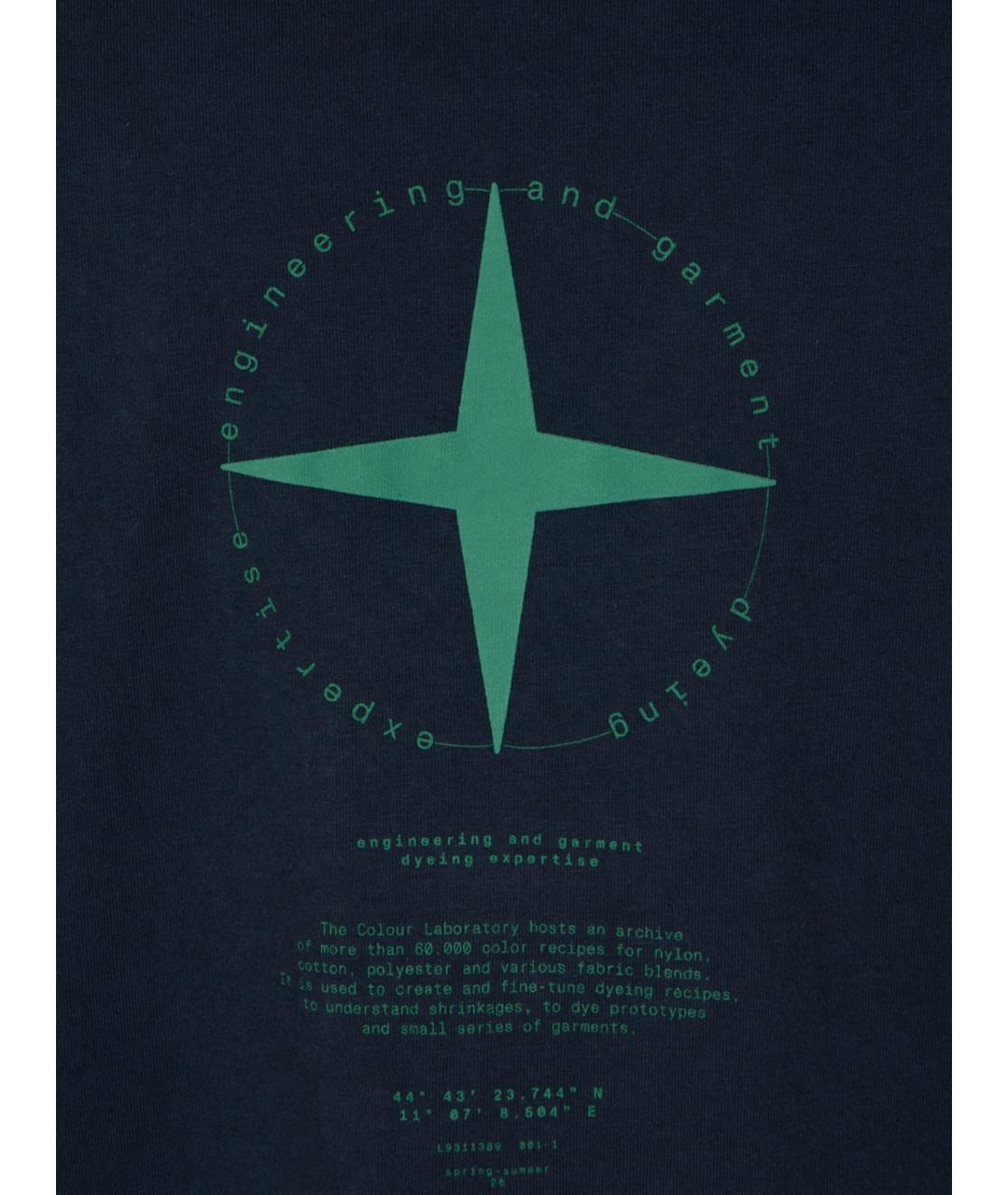 STONE ISLAND Темно-синяя хлопковая футболка, фото 3