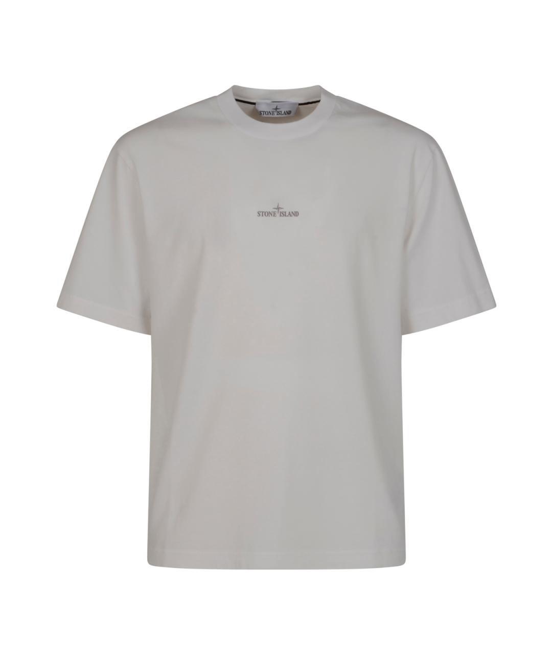 STONE ISLAND Белая хлопковая футболка, фото 1