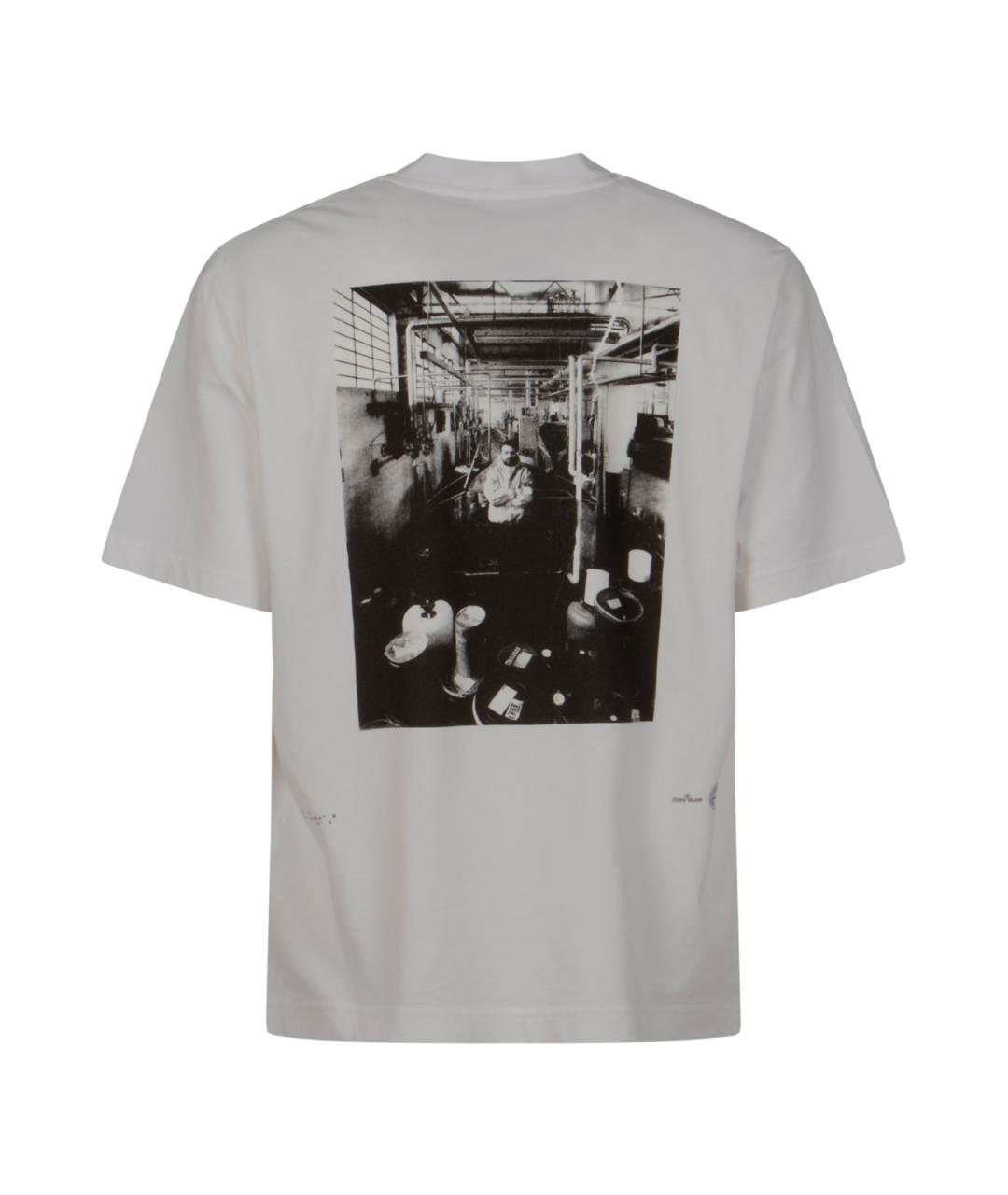 STONE ISLAND Белая хлопковая футболка, фото 2