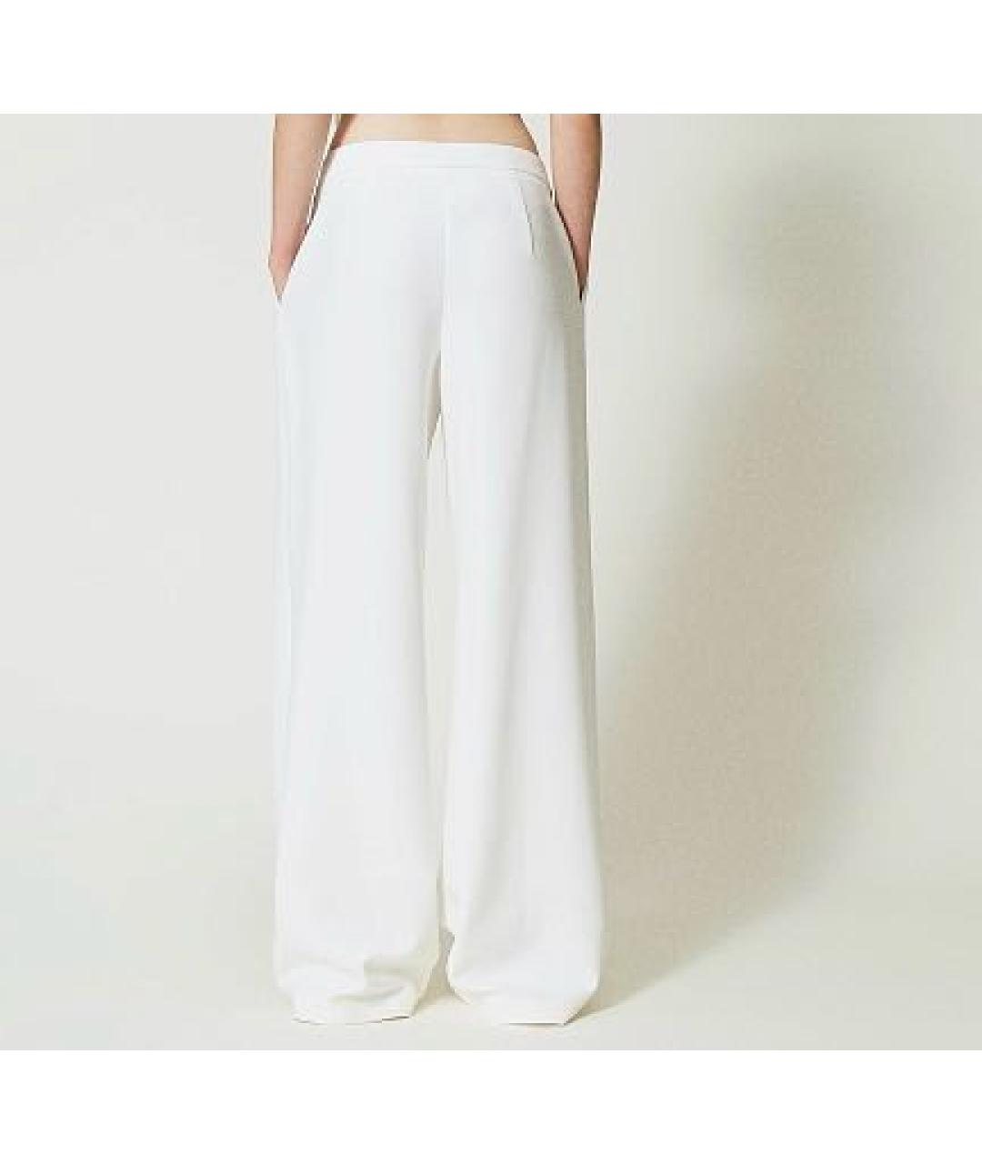 TWIN-SET Белые полиэстеровые брюки широкие, фото 2